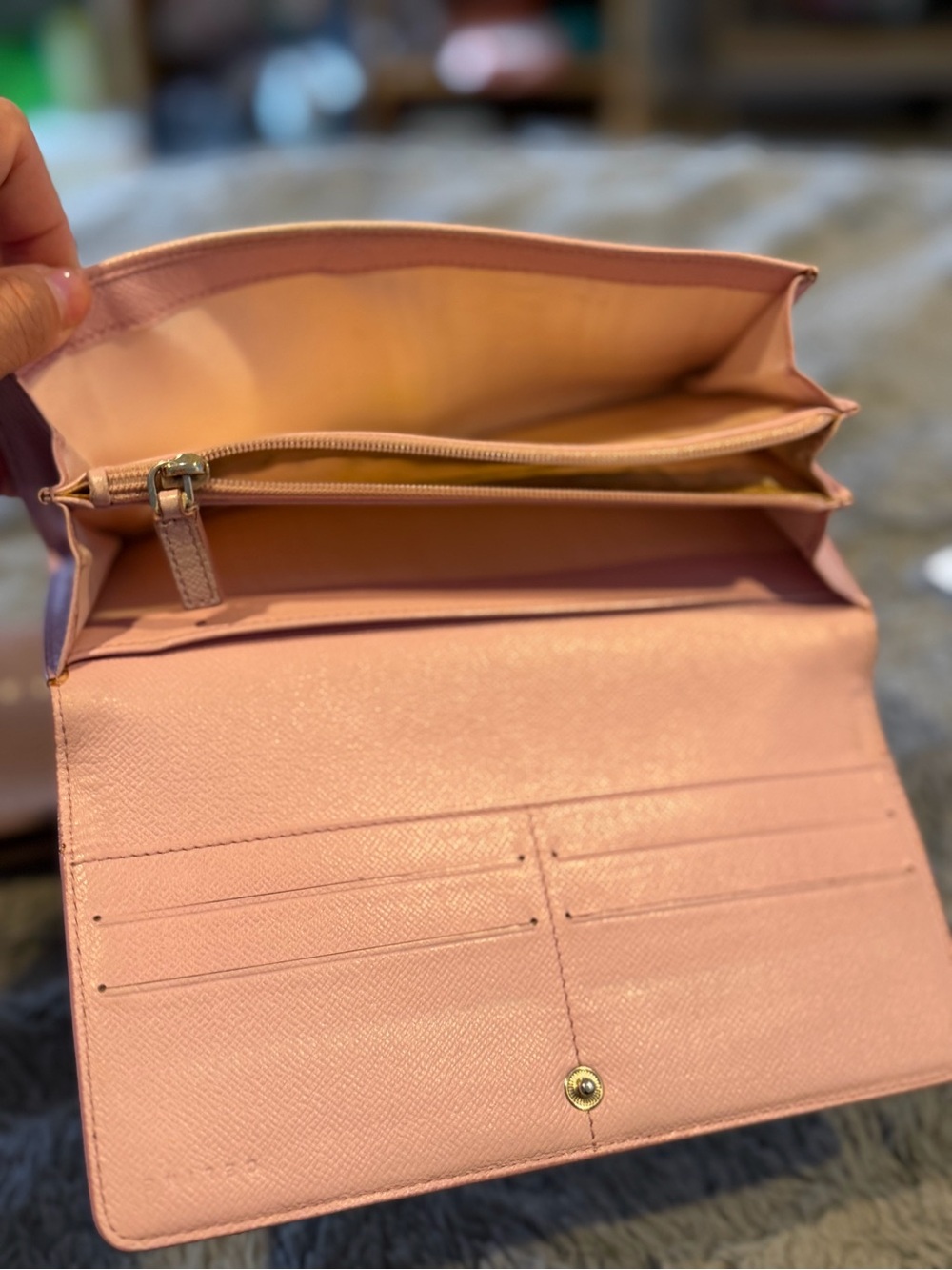 Celine Beige Brown Macadam Canvas Long Wallet with Pink Trim EUC - Picture 11 of 15